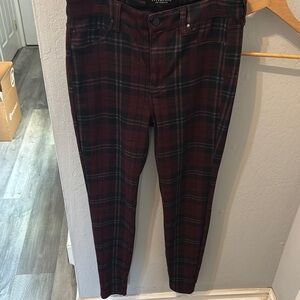 Liverpool Los Angeles Dark Red Plaid Pants